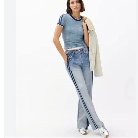 Rag & Bone Miramar Wide Leg Track Jean In Coney S NWT - Picture 1 of 16
